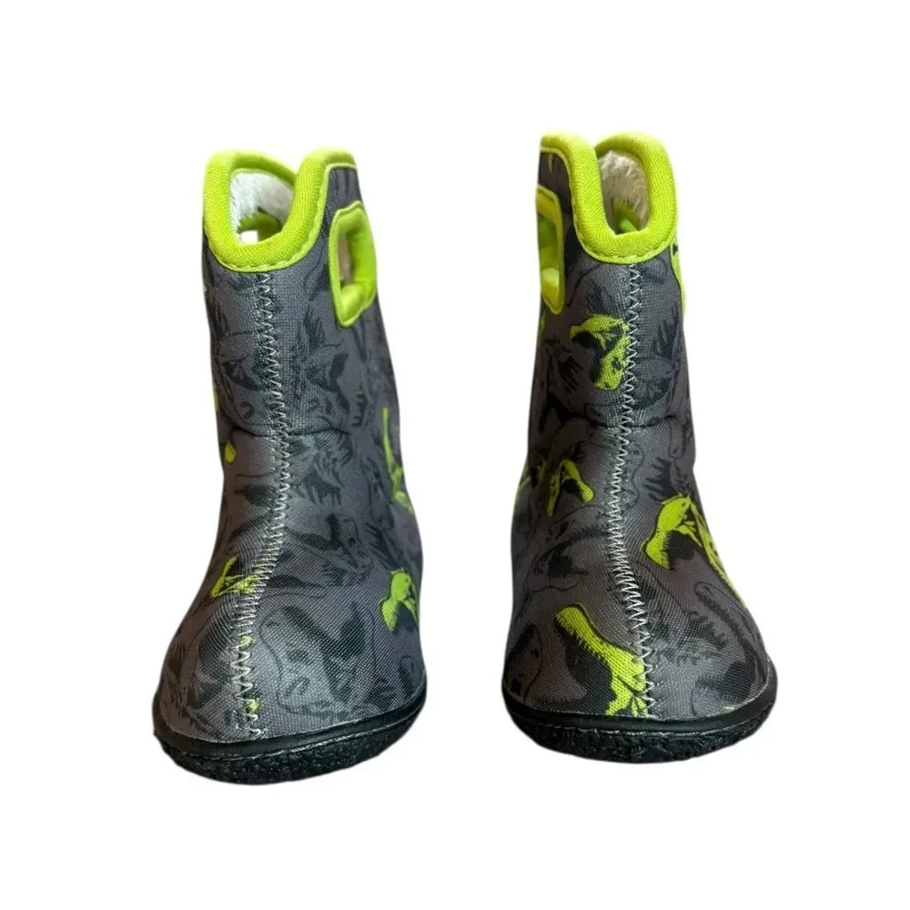 Bogs Cool Dino Print Boots Baby Size 4 Gray and Green